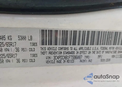 2015 Dodge Journey American Value Pkg from USA, damaged, VIN 3C4PDCAB1FT596087